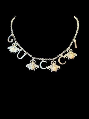 GUCCI Silver Bee Charm Necklace - Pouch - Perfume Bundle